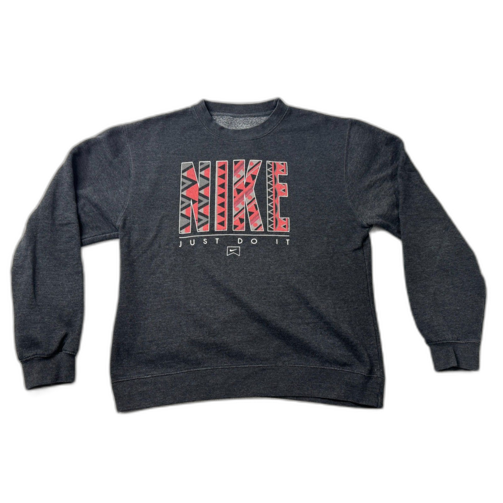 Vintage Nike Men’s "Just Do It" Tribal / Aztec Print Graphic Crewneck Sweatshirt